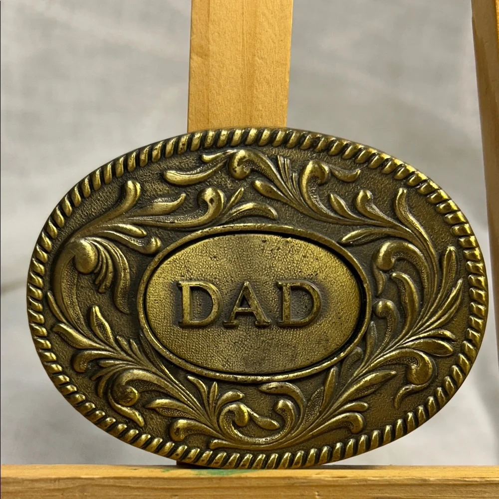 Vintage the Kenny Co DAD 1977 western brass belt buckle limited